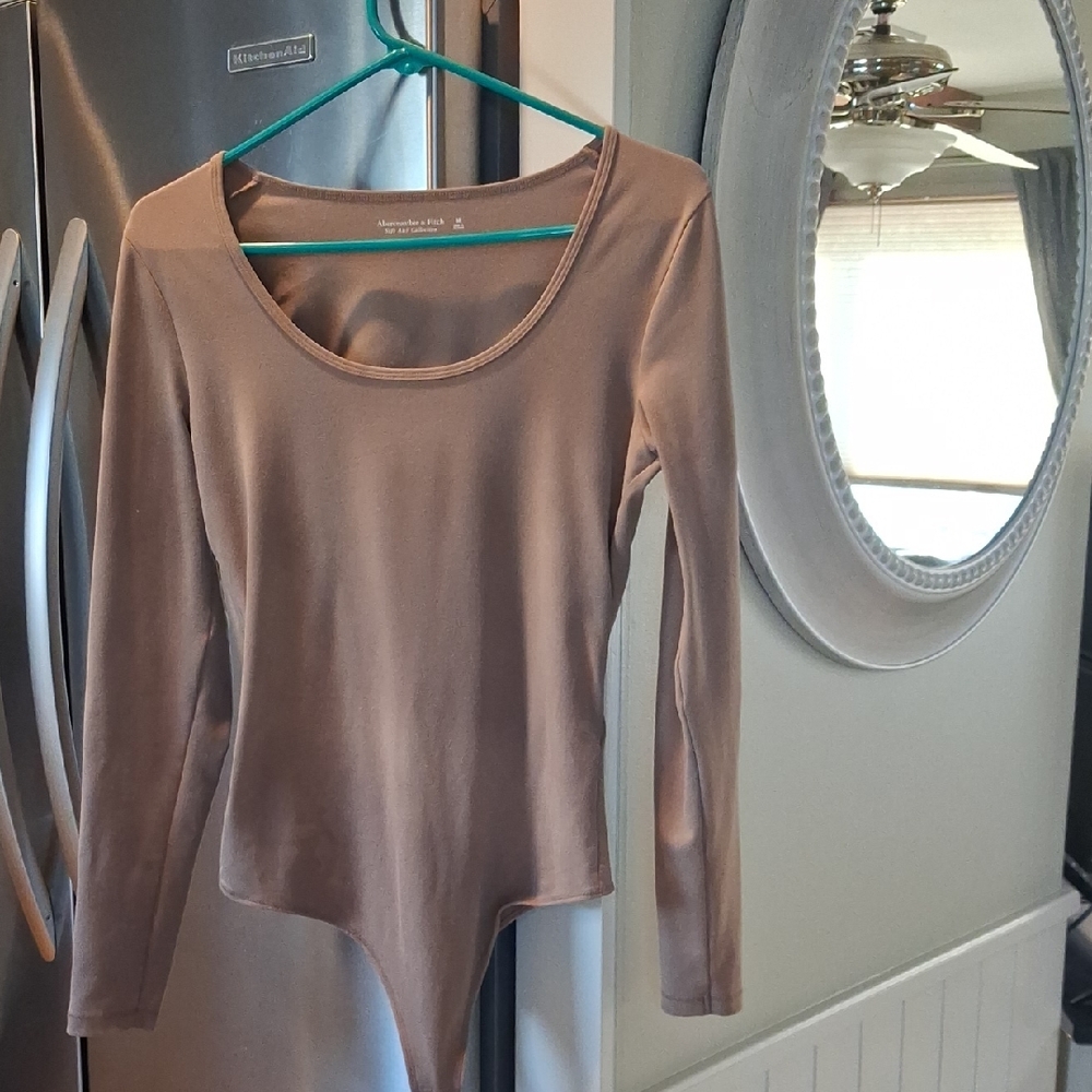 Abercrombie & Fitch Taupe Long Sleeve Bodysuit